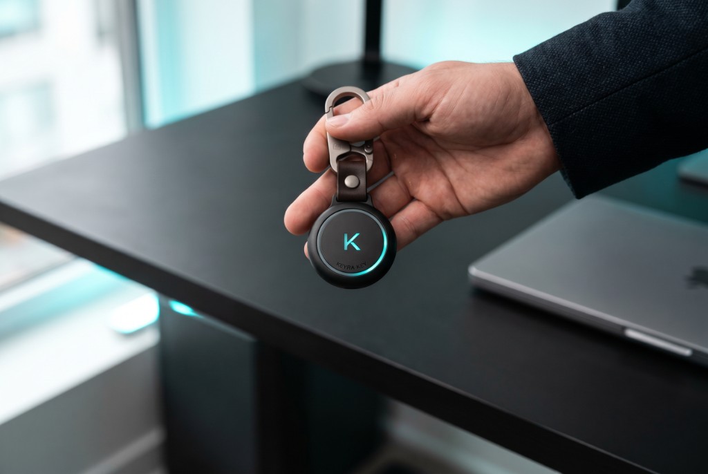 Keyra Key carried on leather strap — personal physical trust device